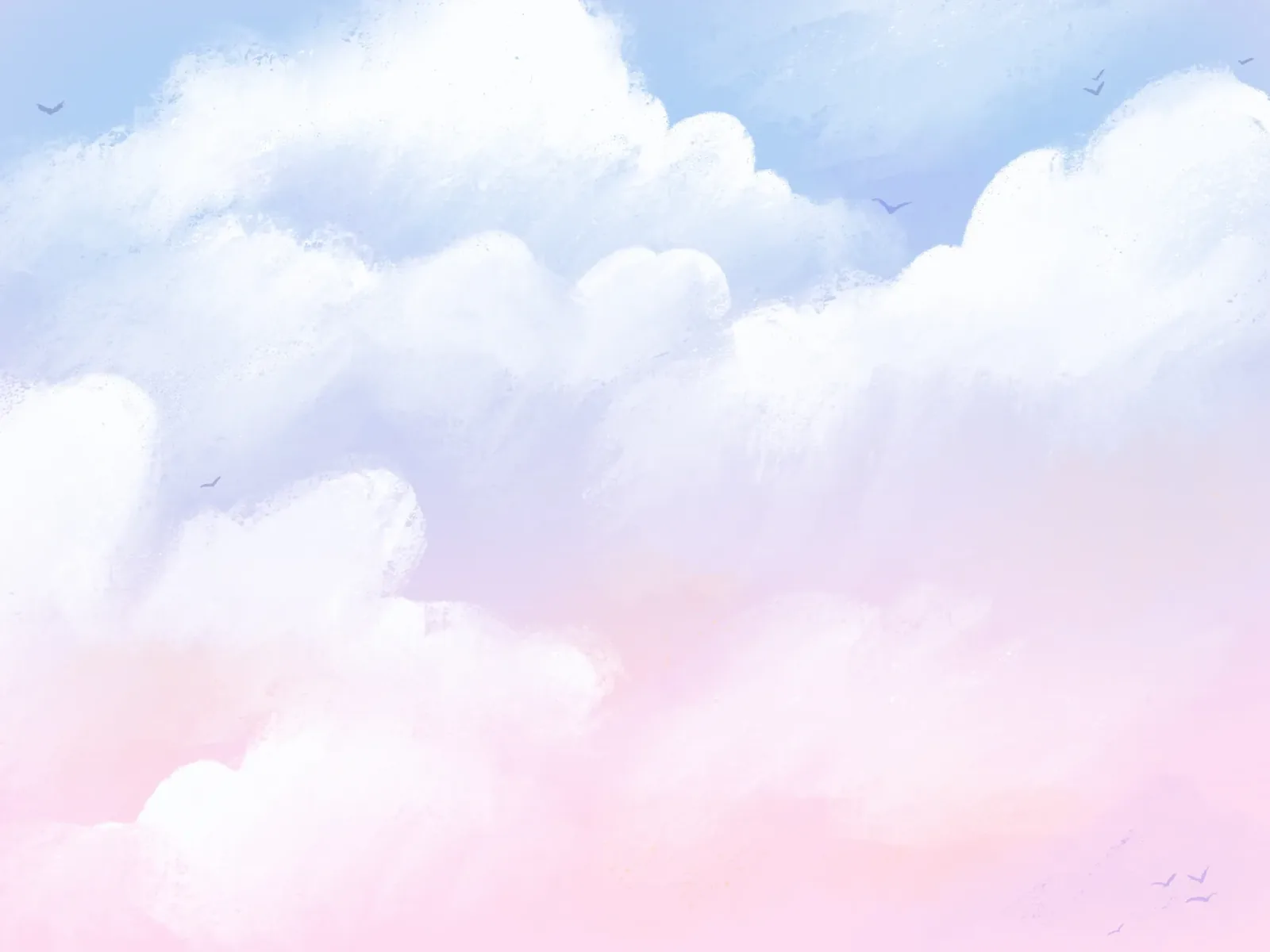 Soft, painterly clouds in a blue & pink sky.